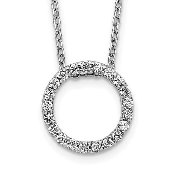 14kt White Gold Diamond Circle 18 inch Necklace