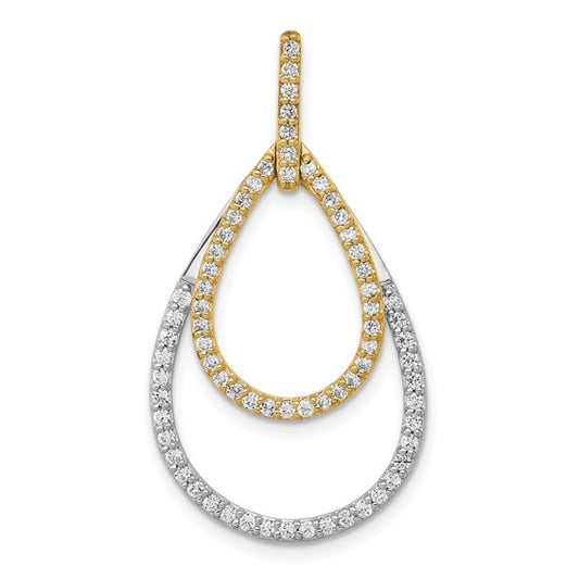 14kt Two-tone 1/2ct. Diamond Double Teardrop Pendant