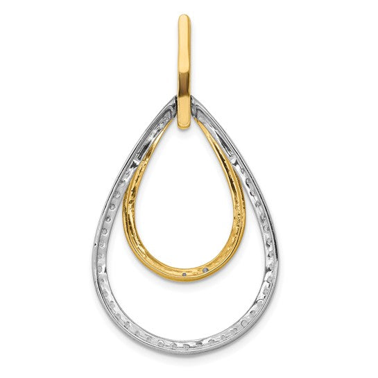 14kt Two-tone 1ct. Diamond Double Teardrop Pendant