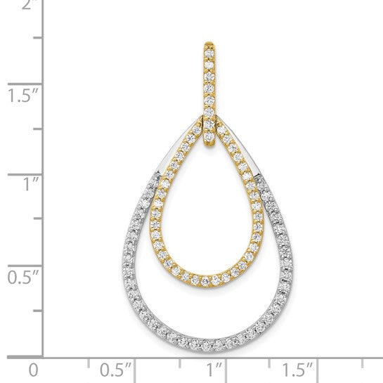 14kt Two-tone 1ct. Diamond Double Teardrop Pendant