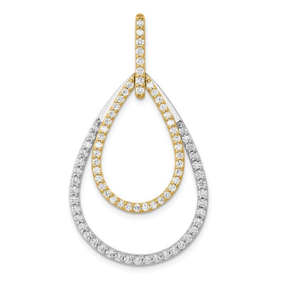 14kt Two-tone 1ct. Diamond Double Teardrop Pendant
