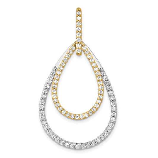 14kt Two-tone 1ct. Diamond Double Teardrop Pendant