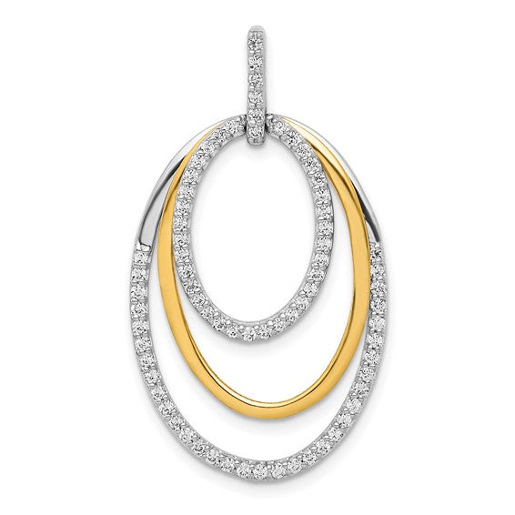 14kt Two-tone 1/2ct. Diamond Fancy Triple Oval Pendant