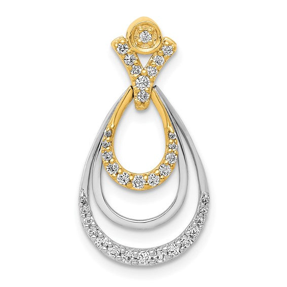 14kt Two-tone 1/4ct. Diamond Triple Teardrop Pendant