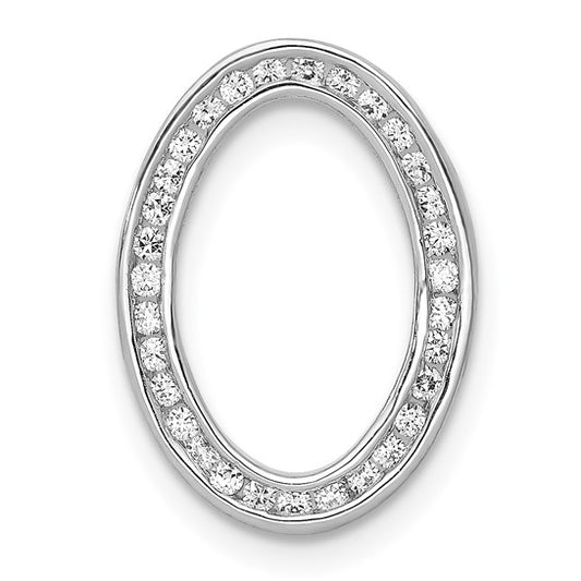 14kt White Gold 1/4ct. Diamond Channel Set Oval Chain Slide