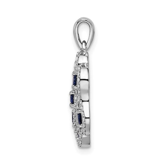 14kt White Gold Diamond and Sapphire Fancy Twisted Pendant