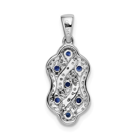 14kt White Gold Diamond and Sapphire Fancy Twisted Pendant