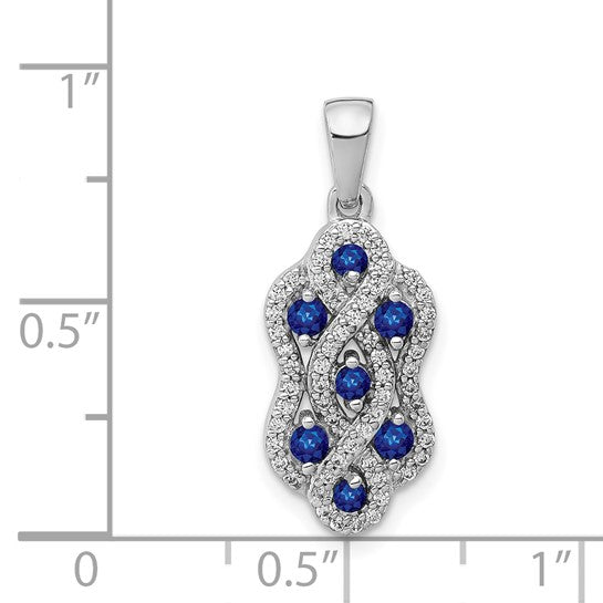 14kt White Gold Diamond and Sapphire Fancy Twisted Pendant