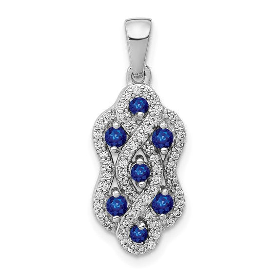 14kt White Gold Diamond and Sapphire Fancy Twisted Pendant