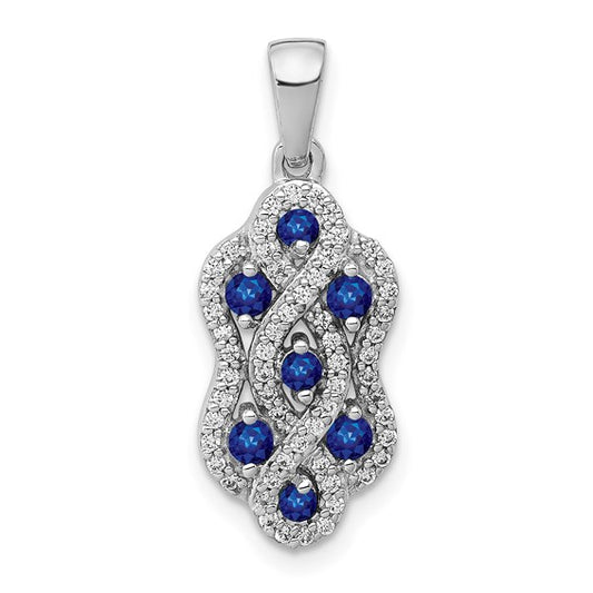 14kt White Gold Diamond and Sapphire Fancy Twisted Pendant