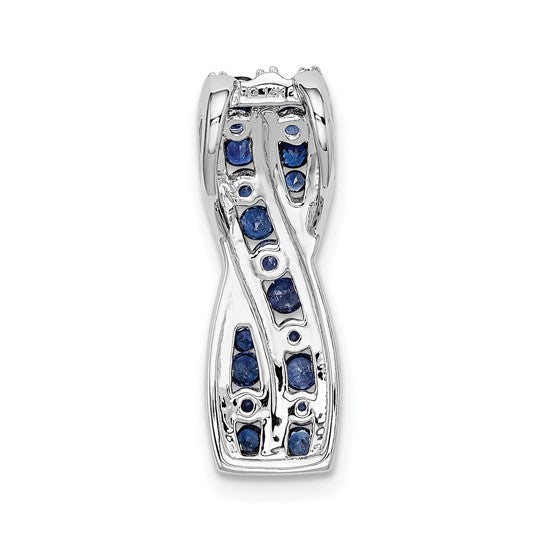 14kt White Gold 1/3 ct. Diamond and Sapphire Fancy Twist Chain Slide