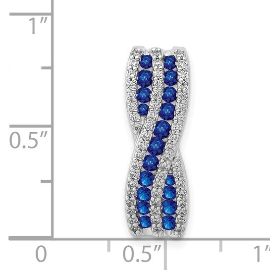14kt White Gold 1/3 ct. Diamond and Sapphire Fancy Twist Chain Slide