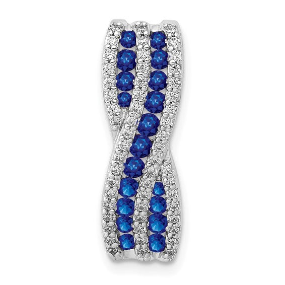 14kt White Gold 1/3 ct. Diamond and Sapphire Fancy Twist Chain Slide