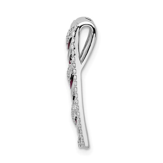 14kt White Gold Diamond and .26 Ruby Fancy Chain Slide