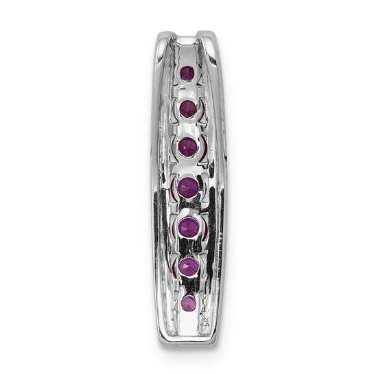 14kt White Gold Diamond and .36 Ruby Fancy Chain Slide