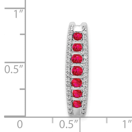 14kt White Gold Diamond and .36 Ruby Fancy Chain Slide