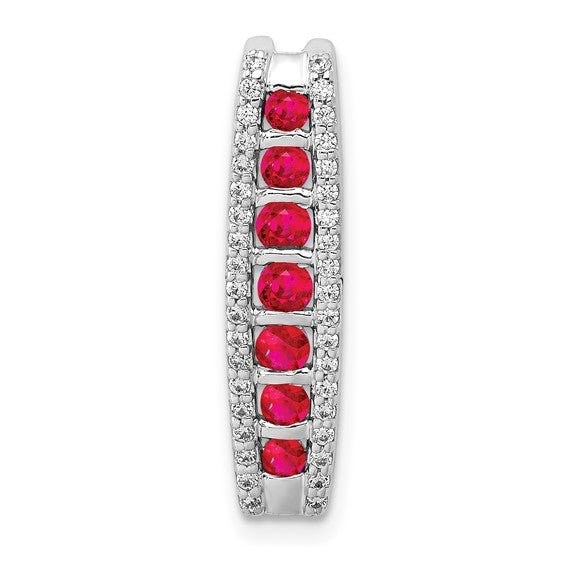 14kt White Gold Diamond and .36 Ruby Fancy Chain Slide
