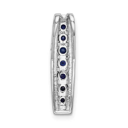 14kt White Gold 1/5ct. Diamond and Sapphire Fancy Chain Slide