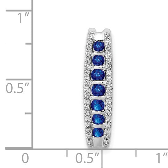 14kt White Gold 1/5ct. Diamond and Sapphire Fancy Chain Slide