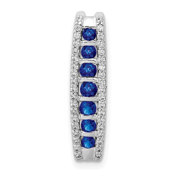 14kt White Gold 1/5ct. Diamond and Sapphire Fancy Chain Slide