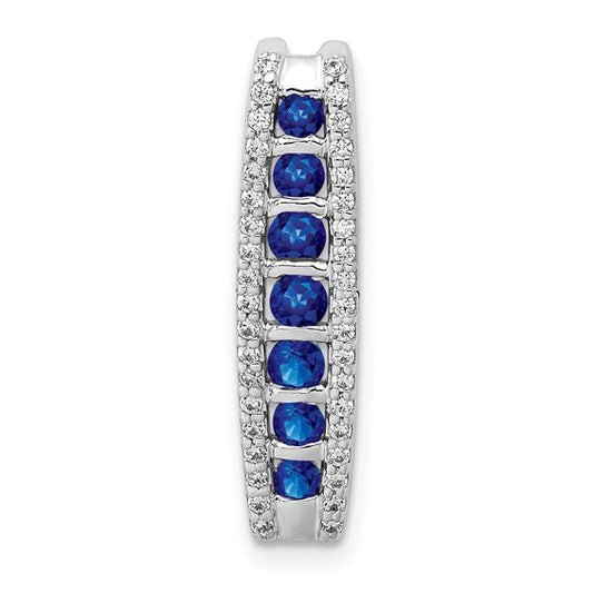 14kt White Gold 1/5ct. Diamond and Sapphire Fancy Chain Slide