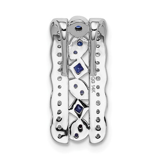 14kt White Gold 1/5ct. Diamond and .17 Sapphire Fancy Chain Slide