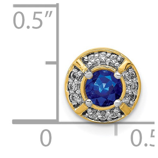 14kt Yellow Gold 1/15ct. Diamond and .25 Sapphire Fancy Chain Slide