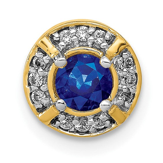 14kt Yellow Gold 1/15ct. Diamond and .25 Sapphire Fancy Chain Slide