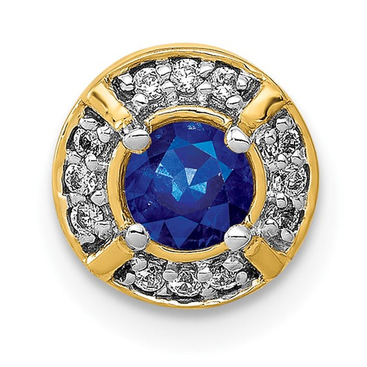 14kt Yellow Gold 1/15ct. Diamond and .25 Sapphire Fancy Chain Slide