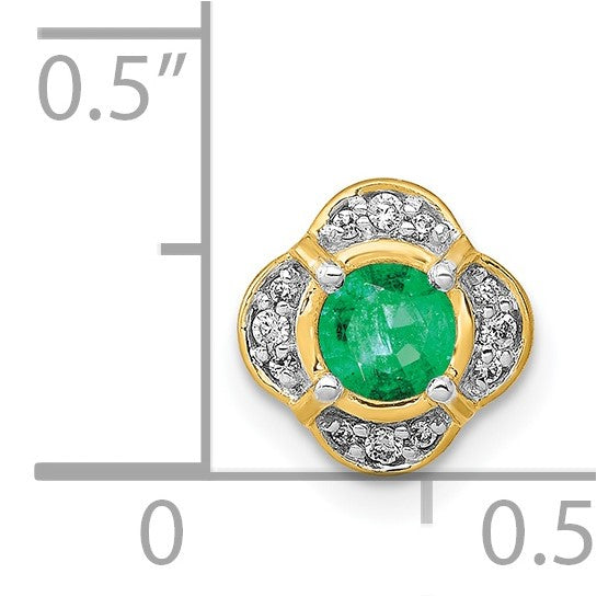 14kt Yellow Gold Diamond and .33 Emerald Fancy Chain Slide