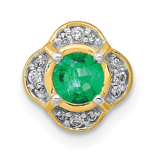 14kt Yellow Gold Diamond and .33 Emerald Fancy Chain Slide