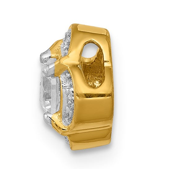 14kt Yellow Gold 1/20ct. Diamond and .25 Sapphire Fancy Chain Slide