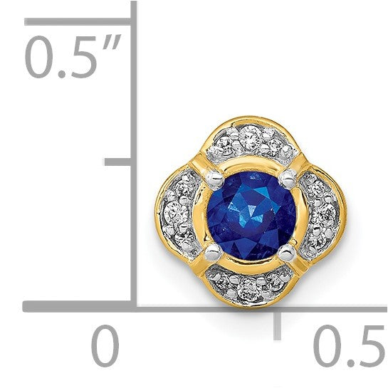 14kt Yellow Gold 1/20ct. Diamond and .25 Sapphire Fancy Chain Slide