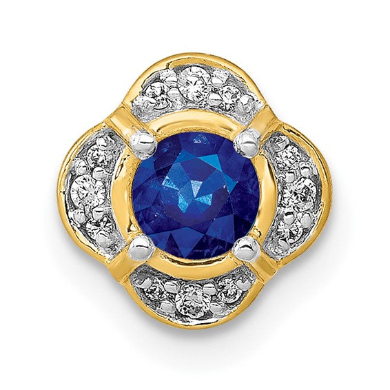 14kt Yellow Gold 1/20ct. Diamond and .25 Sapphire Fancy Chain Slide