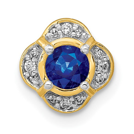 14kt Yellow Gold 1/20ct. Diamond and .25 Sapphire Fancy Chain Slide