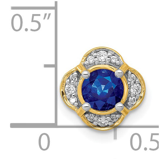 14kt Yellow Gold 1/15ct. Diamond and .33 Sapphire Fancy Chain Slide