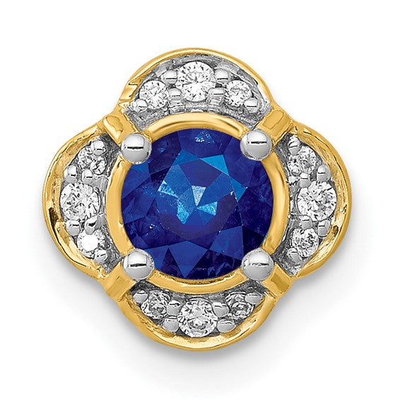 14kt Yellow Gold 1/15ct. Diamond and .33 Sapphire Fancy Chain Slide