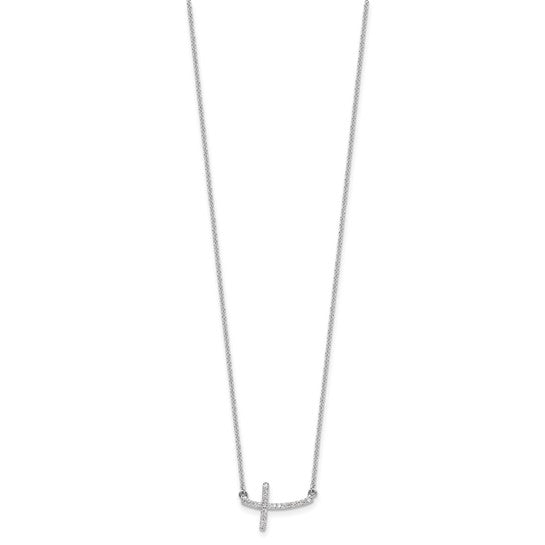 14kt White Gold Diamond Sideways Cross 18 in. Necklace