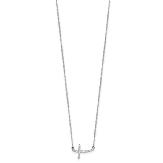 14kt White Gold Diamond Sideways Cross 18 in. Necklace