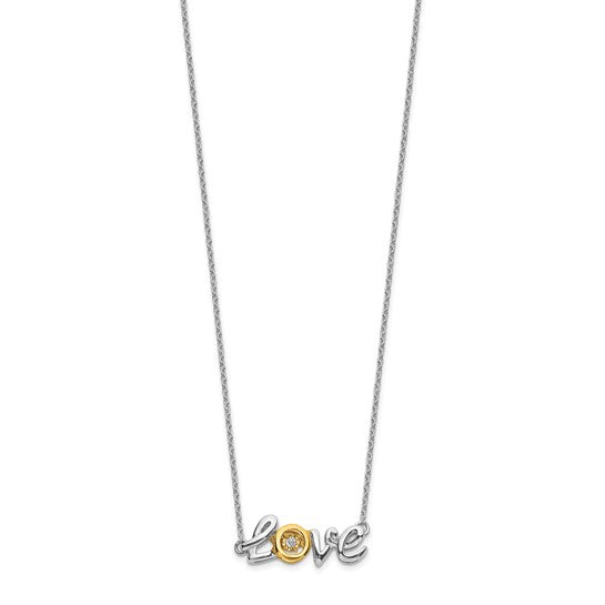 14kt Two-tone LOVE Moving Diamond 18 inch Necklace