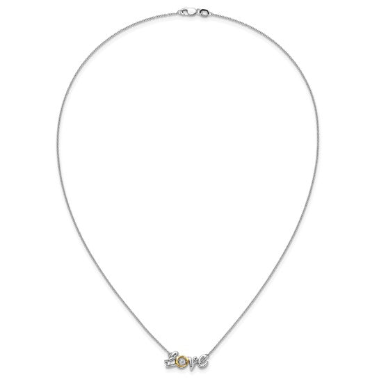 14kt Two-tone LOVE Moving Diamond 18 inch Necklace