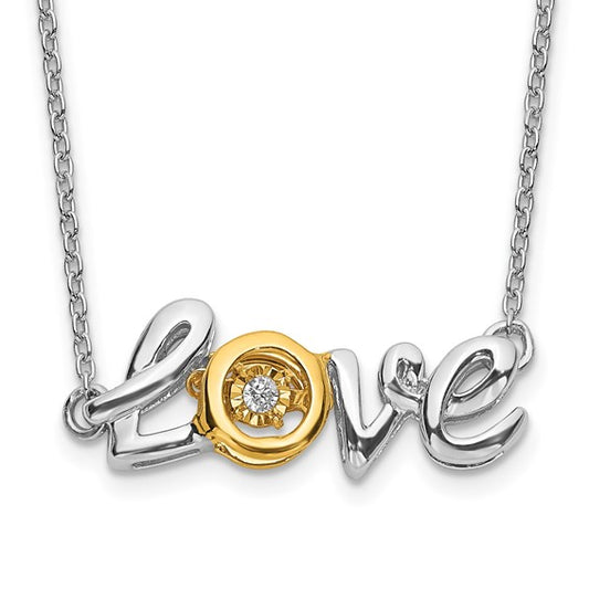 14kt Two-tone LOVE Moving Diamond 18 inch Necklace