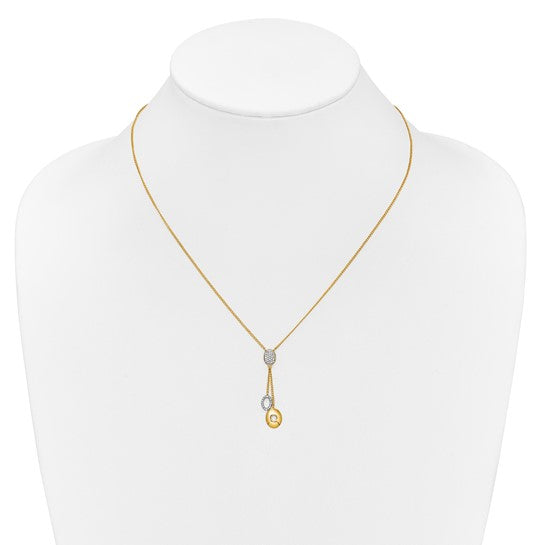 14kt Yellow Gold Diamond Circles 18 inch Dangle Necklace