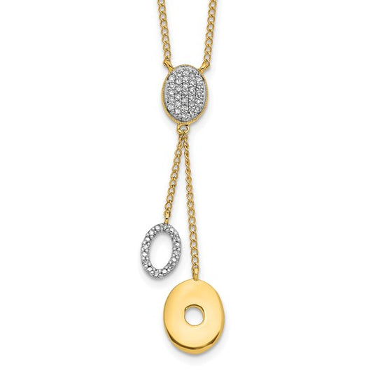 14kt Yellow Gold Diamond Circles 18 inch Dangle Necklace