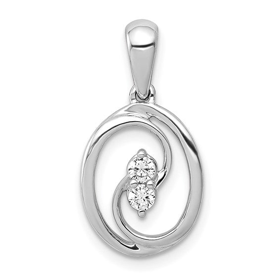 14kt White Gold Polished 1/8ct. Diamond Oval Pendant
