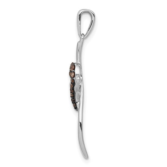 14kt White Gold 1/10ct. Champagne Diamond Heart Cross Pendant