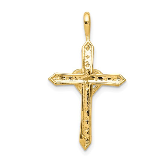 14kt Yellow Gold AA 1/10ct. Diamond Heart Cross Pendant