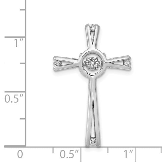 14kt White Gold 1/15ct. Vibrant Moving Diamond Cross Chain Slide
