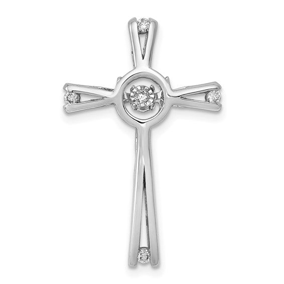 14kt White Gold 1/15ct. Vibrant Moving Diamond Cross Chain Slide