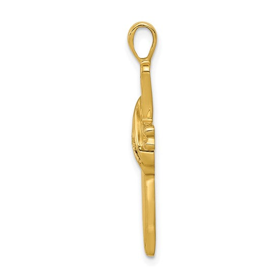 14kt Yellow Gold AA Diamond Cross Pendant